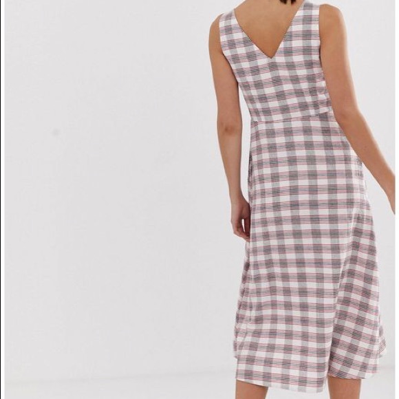 ASOS Mango Button Front Gingham Dress in Red - Picture 4 of 9